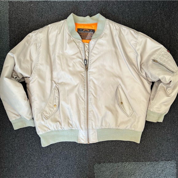 Vintage jep’s Flight Equipment gray XXL Nylon bomber Jacket - Picture 1 of 10